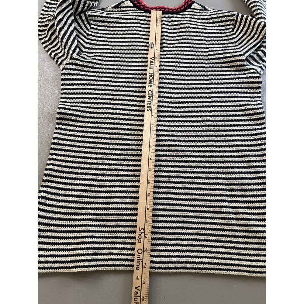 Tory Burch Sweater Women's Size S/P Striped V-neck Pullover 3/4 Sleeve Cotton - Picture 6 of 13